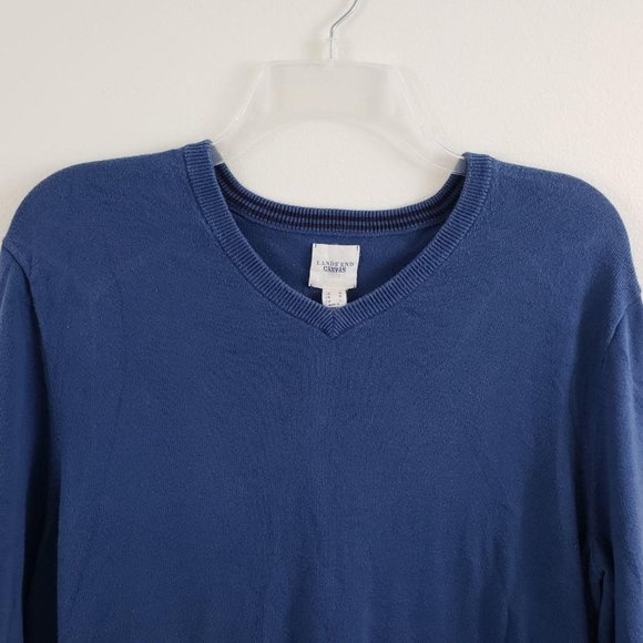 Lands’ End V-Neck Pullover Sweater Blue Size Medium - Picture 2 of 7